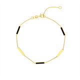 14K Yellow Gold Black Enamel Alternating Bar Station Bracelet