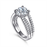 14K White Gold 'Rivah' Split Shank Round Natural Diamonds Engagement Ring