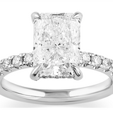 14K White Gold 3.09Ct Radiant Lab Grown Diamonds Hidden Halo Engagement Ring