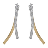 14K Yellow And White Drop Natural Diamonds Earrings