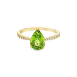 14K Yellow Gold Pear Peridot Classic Ring
