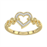10K Yellow And White Gold Heart And Infinity Sign Natural Diamonds Ring