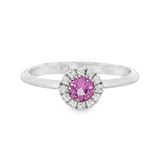 June Birthstone Ring: Sterling Silver Lab Grown Alexandrite Halo Ring