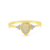 14K Yellow Gold Pear Opal Three Stone Ring