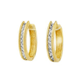 JT ESTATE  14K Yellow Gold Oval Channel Set Natural Diamond Hoops