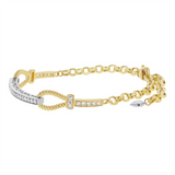 14K Yellow And White Gold Diamond Adjustable Length Bar Bracelet