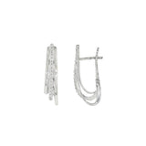 JT ESTATE 14K White Gold Natural Diamond Elongated Three-Row Hoops