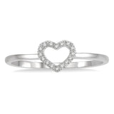 10K White Gold Diamond Heart Ring