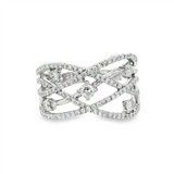 14K White Gold Twisted Natural Diamonds Ring