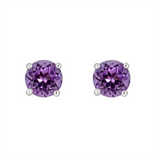February Birthstone 14K White Gold Amethyst Studs