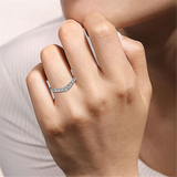 14K White Gold Curved French Pavé Set Diamond Wedding Band