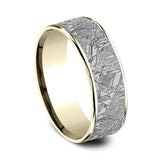 Gray Tantalum And 14K Yellow Gold ‘The Gibeon’ Meteorite Patterned 7.5mm Wedding Band