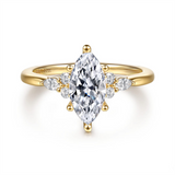 14K Yellow Gold 'Arletta' Split Shank Marquise Natural Diamonds Engagement Ring