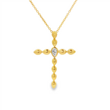 18K Yellow Gold Natural Diamonds Cross Pendant