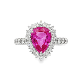 18K White Gold Pear Pink Sapphire Halo Ring