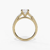 14K Yellow Gold Three Stone Round Natural Diamonds Engagement Ring