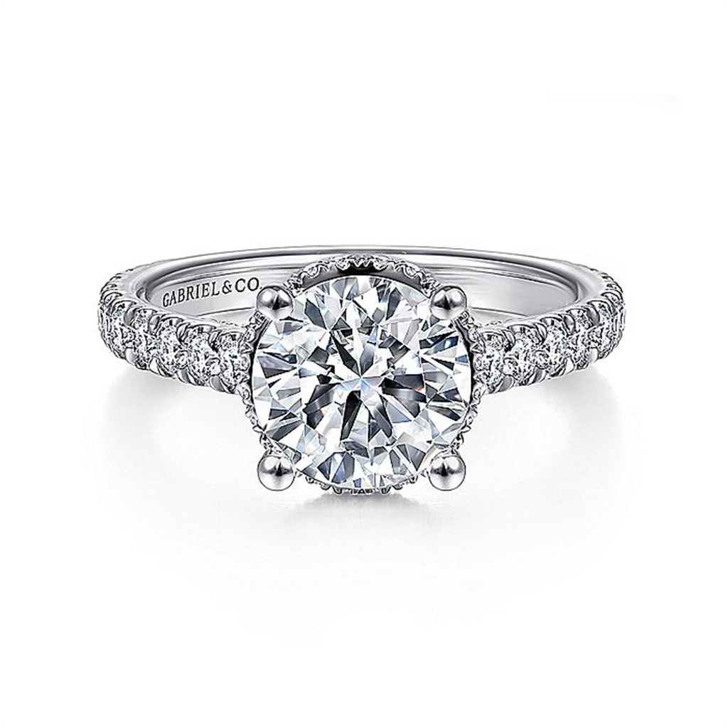 18K White Gold 'Camden' Hidden Halo Round Diamond Engagement Ring