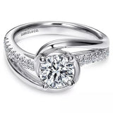 14K White Gold Lucca Round Bypass Diamond Engagement Ring