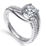 14K White Gold Lucca Round Bypass Diamond Engagement Ring