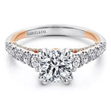 Gabriel & Co. 18K White And Rose ‘Lily’ Round Diamond Engagement Ring