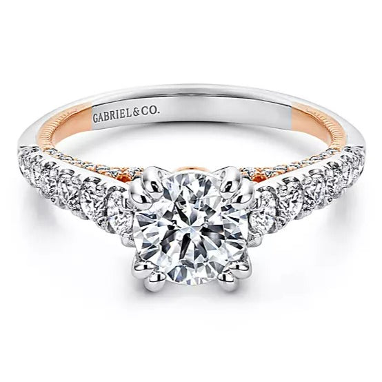 Gabriel & Co. 18K White And Rose ‘Lily’ Round Diamond Engagement Ring