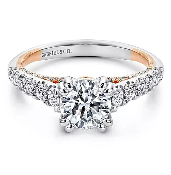 Gabriel & Co. 18K White And Rose ‘Lily’ Round Diamond Engagement Ring