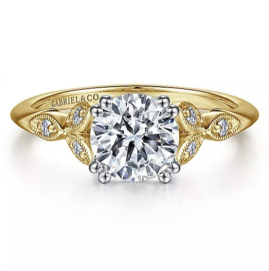14K White And Yellow Gold Celia Round Diamond Engagement Ring