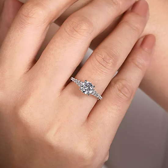 14K White Gold Round Diamond Engagement Ring