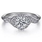 Gabriel & Co. 14K White Gold Shae Vintage Inspired Round Halo Diamond Engagement Ring