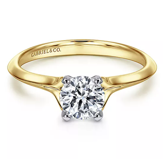 14K Yellow And White Gold Round Diamond Engagement Ring