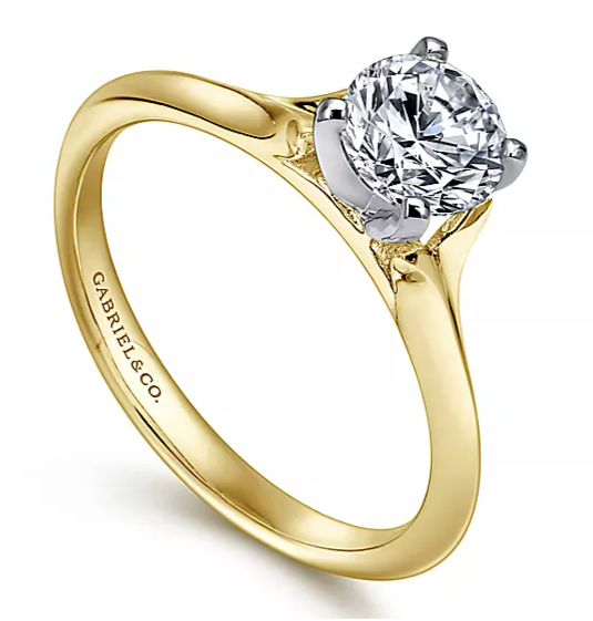 14K Yellow And White Gold Ellis Round Diamond Engagement Ring