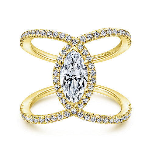 14K Yellow Gold Aurora Halo Marquise Natural Diamonds Natural Diamonds Engagement Ring