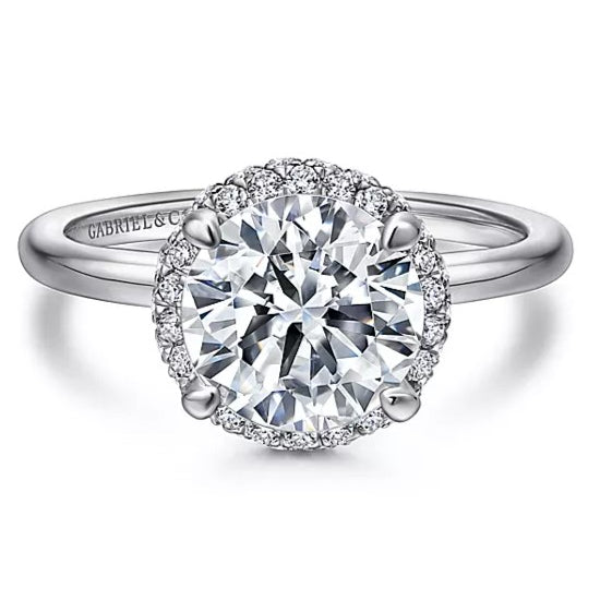 18K White Gold Graham Round Halo Diamond Engagement Ring