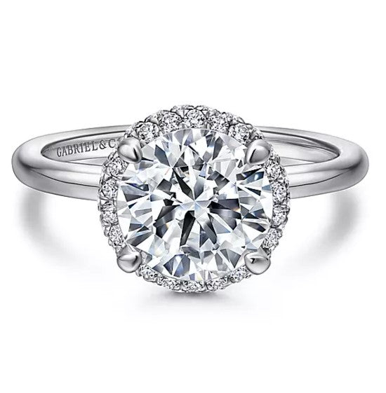 18K White Gold Graham Round Halo Diamond Engagement Ring