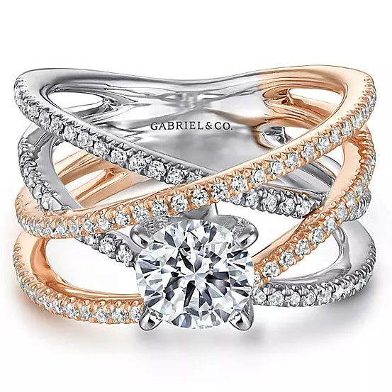 Gabriel & Co. 14K White And Rose Ronny Gold Round Diamond Engagement