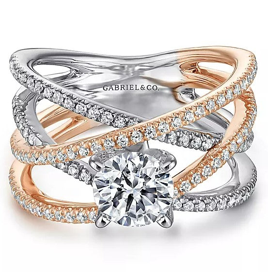 Gabriel & Co. 14K White And Rose Ronny Gold Round Diamond Engagement