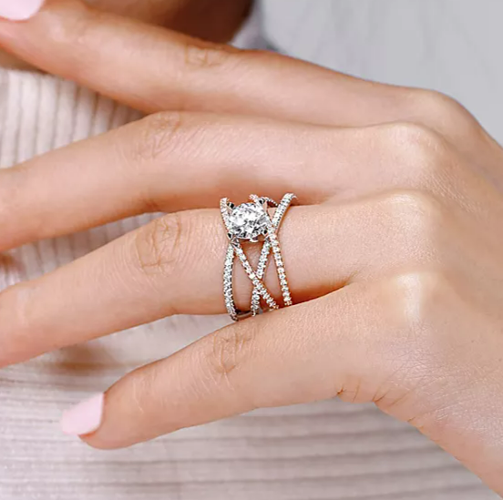 Gabriel & Co. 14K White And Rose Ronny Gold Round Diamond Engagement