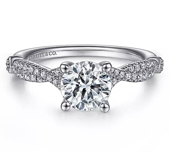 Gabriel & Co. 14K White Gold ‘Amber’ Round Diamond Engagement Ring