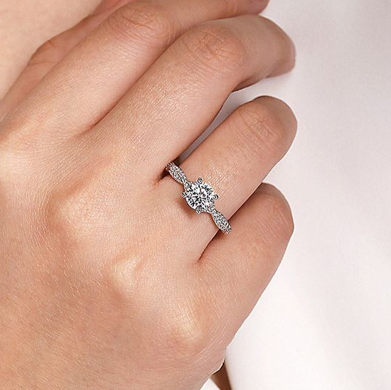 Gabriel & Co. 14K White Gold ‘Amber’ Round Diamond Engagement Ring