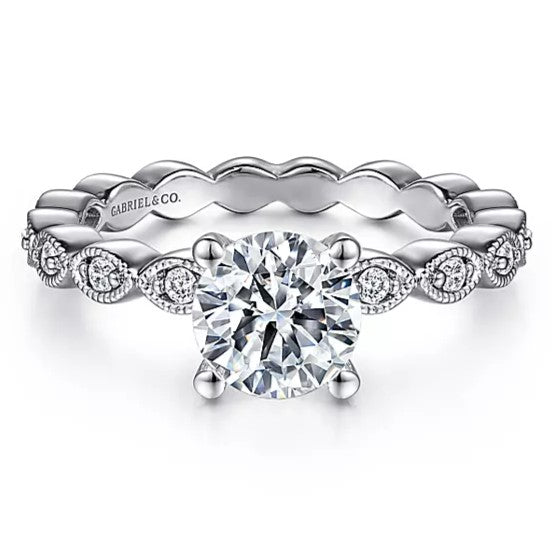 Gabriel & Co. 14K White Gold Lula Round Diamond Engagement Ring