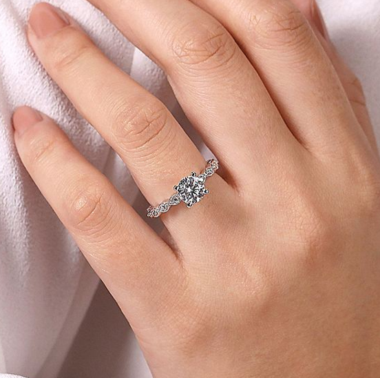 Gabriel & Co. 14K White Gold Lula Round Diamond Engagement Ring