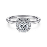 14K Yellow Gold Halo Princess Cut Center Diamond Engagement Ring