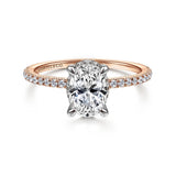 14K Rose And White Gold Hart Hidden Halo Diamond Engagement Ring