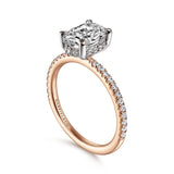 14K Rose And White Gold Hart Hidden Halo Diamond Engagement Ring