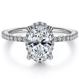 14K White Gold ‘Hart’ Hidden Halo Oval Diamond Engagement Ring