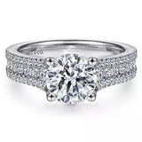 14K White Gold ‘Carver’ Wide Band Engagement Ring by Gabriel & Co.