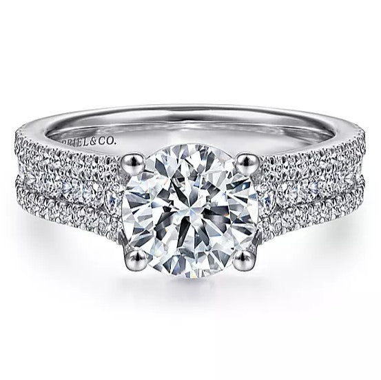 14K White Gold ‘Carver’ Wide Band Engagement Ring
