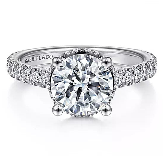 18K White Gold Camden Hidden Halo Round Diamond Engagement Ring