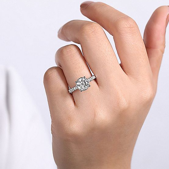 18K White Gold Camden Hidden Halo Round Diamond Engagement Ring