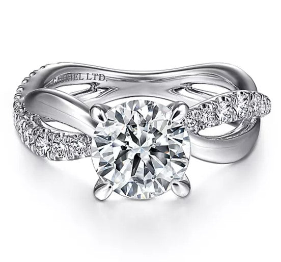 Gabriel & Co. 18K White Gold Rhapsody Round Twisted Diamond Engagement Ring